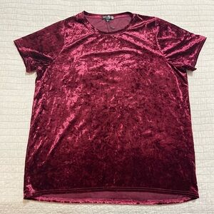 Urban CoCo Women's Elegant Velvet Top Crew Neck Short Sleeve Size XL